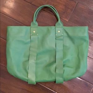 Clare V. Leather Kelly green tote
